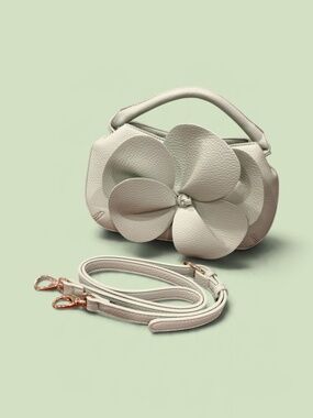 Isabelle Camellia Bloom Light Sage Green Flower Vegan Leather Handbag/Crossbody